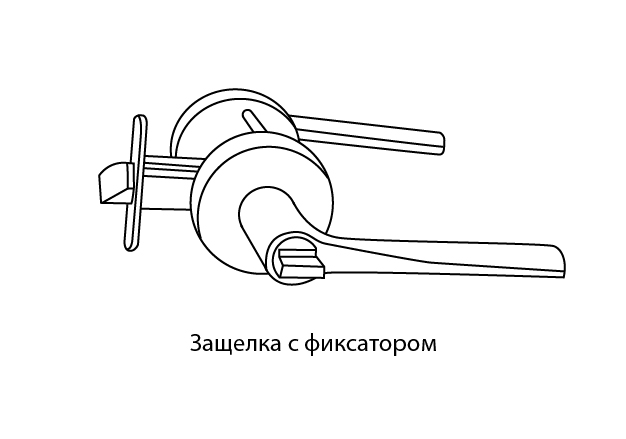 Схема дверной ручки с защелкой